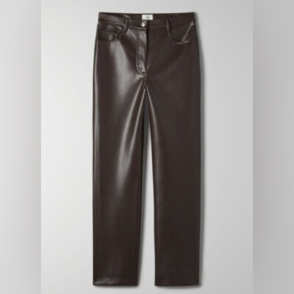 Aritzia Wilfred Dark Brown Melina Leather Pants